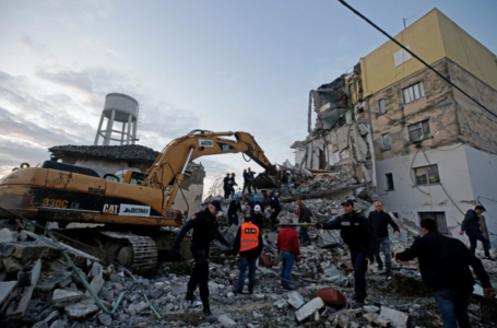 Escombros de un edificio derrumbado