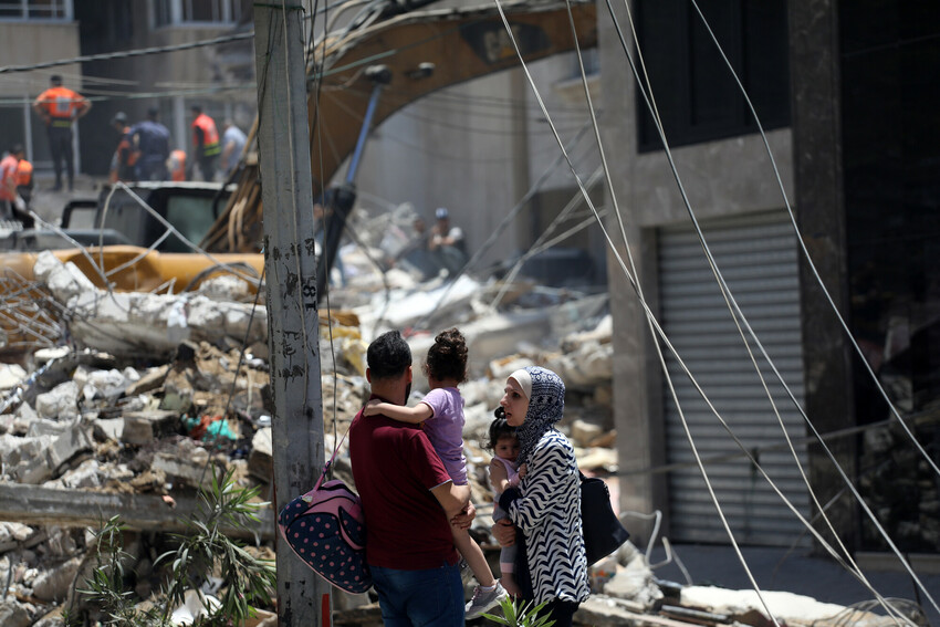 Familia palestina ante el desastre