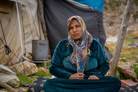 Um Ibrahim de Siria en un campamento de refugiados